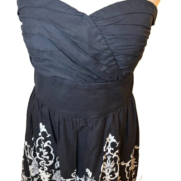 White House Black Market Strapless Midi Dress Size 8 Black & White Design #203 - Picture 3 of 9